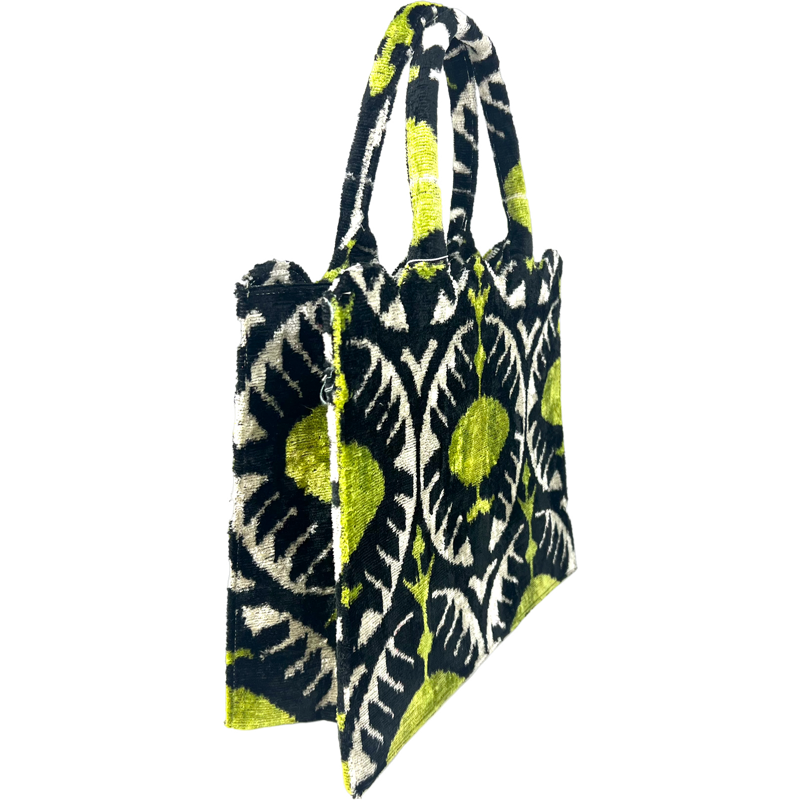 Black and Green Pomegranate Hazel Scalloped Tote