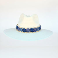 Baldiz Palm Hat with Blue Ombre Raffia Band
