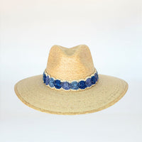 Baldiz Palm Hat with Blue Ombre Raffia Band