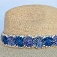 Baldiz Palm Hat with Blue Ombre Raffia Band