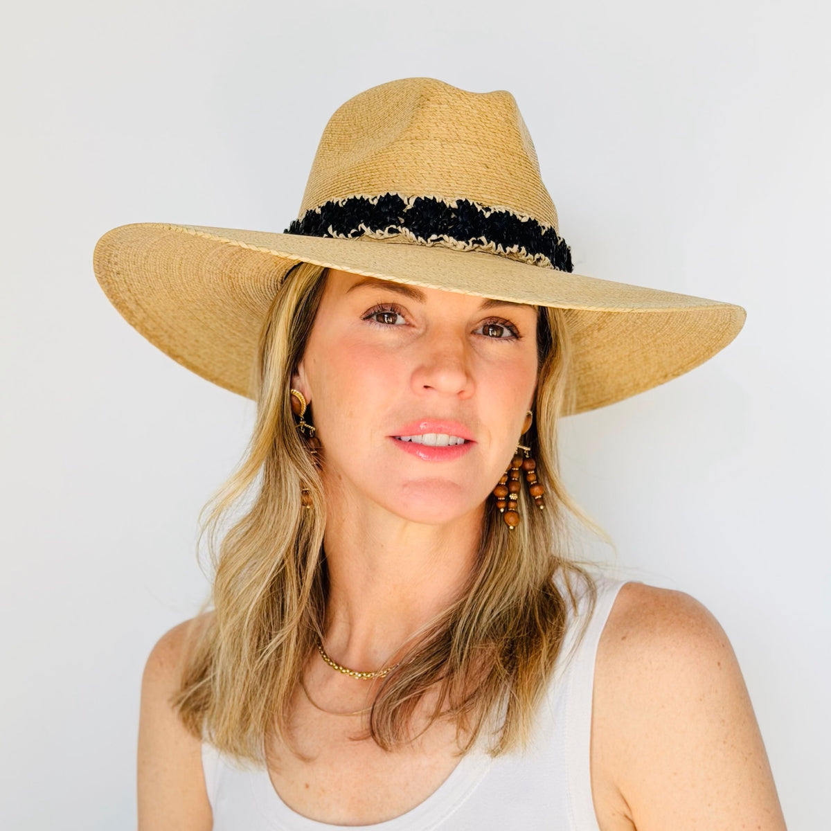 Baldiz Palm Hat with Black Raffia Band
