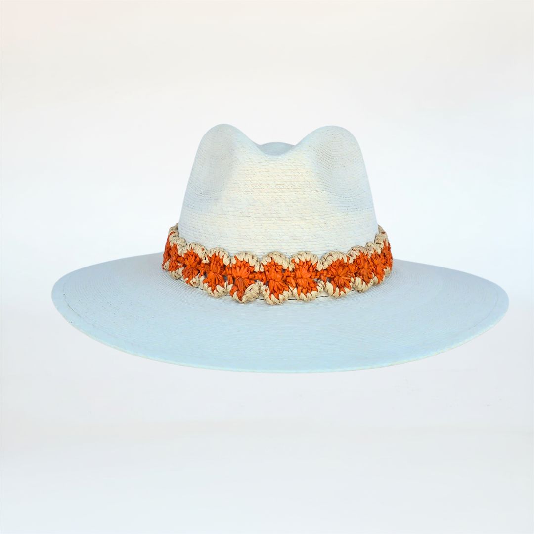 Baldiz Palm Hat with Orange Raffia Band