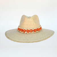Baldiz Palm Hat with Orange Raffia Band