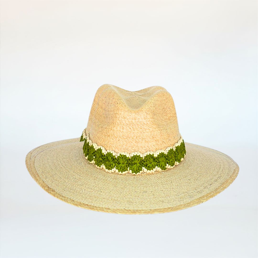 Baldiz Palm Hat with Olive Raffia Band
