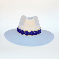 Baldiz Palm Hat with Blue Raffia Band