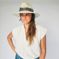 Cream Suede Hat with Multicolor Feather