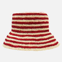 Red and Hay Striped Beau Raffia Bucket Hat