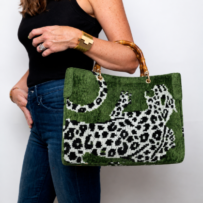 Green Leopard Avery Bamboo Bag