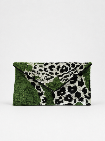 Green Leopard Envelope Clutch