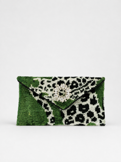 Green Leopard Lily Cocktail Clutch