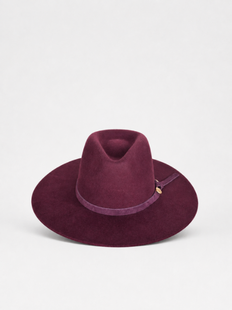 Wine Wool Hat with Leather Band