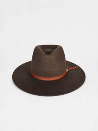 Chocolate Wool Hat with Leather Band