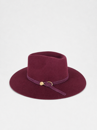 Wine Wool Hat with Leather Band