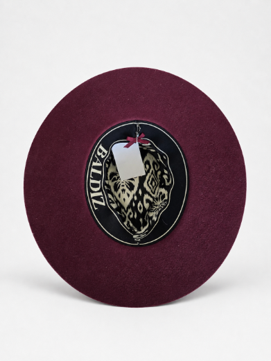 Wine Wool Hat with Leather Band