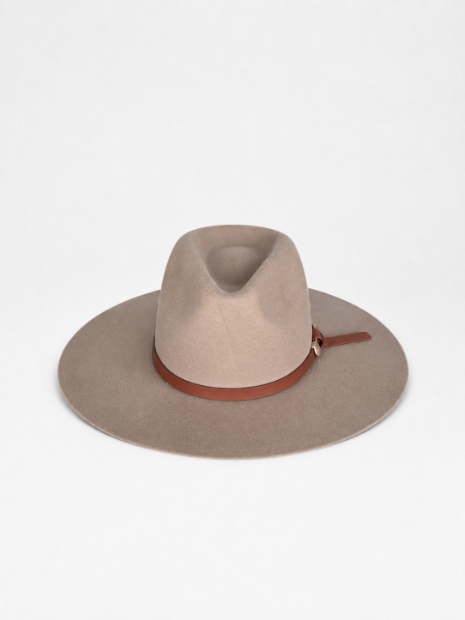 Camel Wool Hat with Leather Band