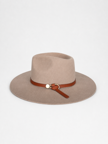 Camel Wool Hat with Leather Band