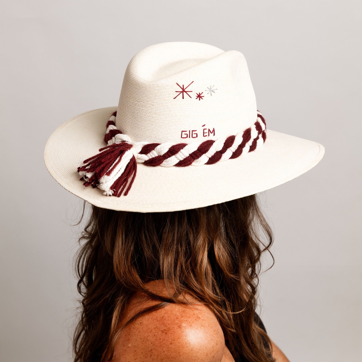 Maroon and White Burst Hat