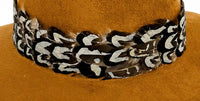 Light Brown Suede Hat with Brown and White Feather