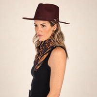 Wine Wool Hat with Leather Band