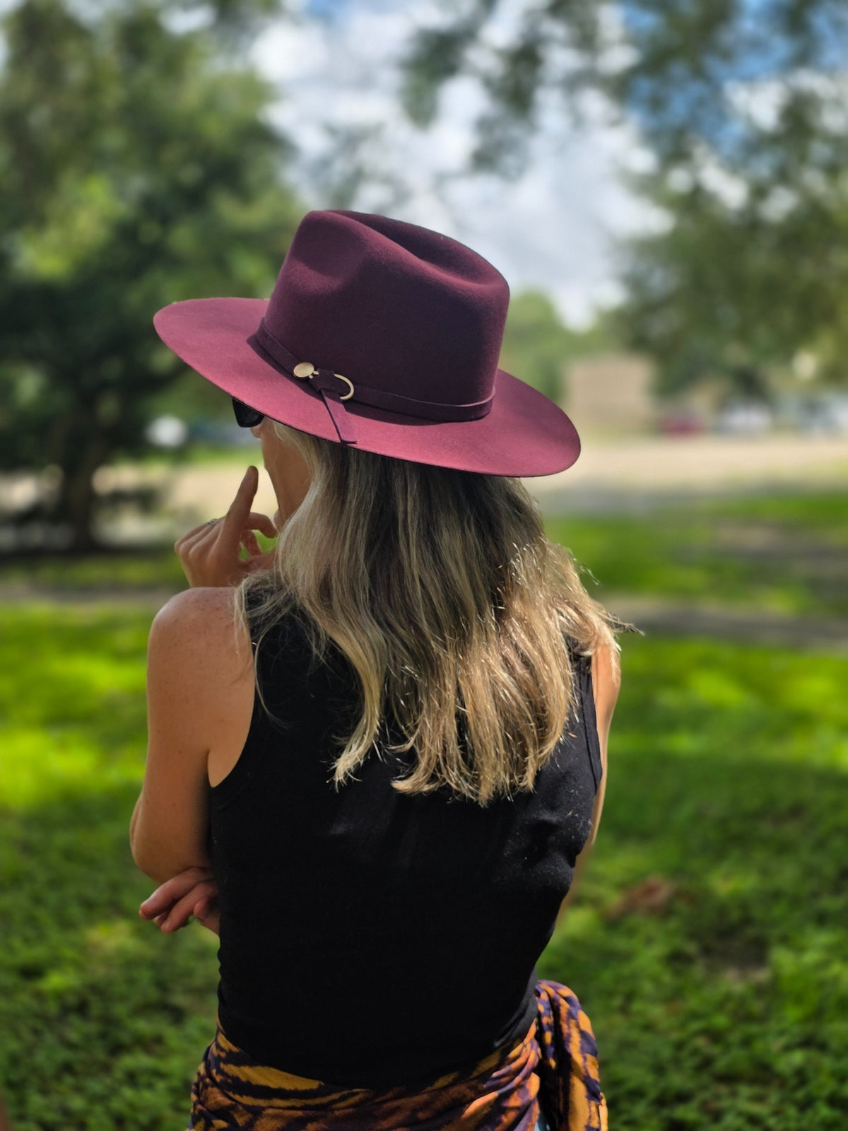 Wine Wool Hat with Leather Band