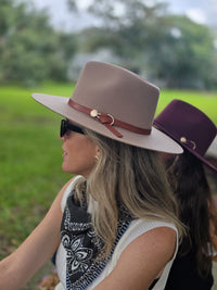 Camel Wool Hat with Leather Band