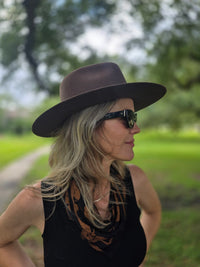 Chocolate Wool Hat with Leather Band