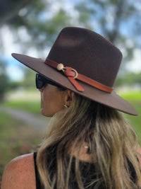 Chocolate Wool Hat with Leather Band