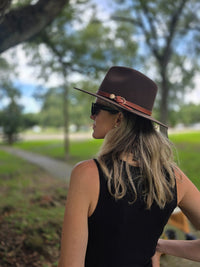 Chocolate Wool Hat with Leather Band