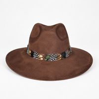Chocolate Suede Hat with Multi-Color Mallard Feather