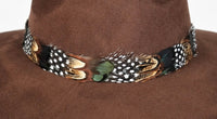 Chocolate Suede Hat with Multi-Color Mallard Feather