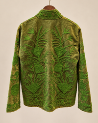 Olive Green Velvet Embroidered Jacket