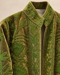 Olive Green Velvet Embroidered Jacket