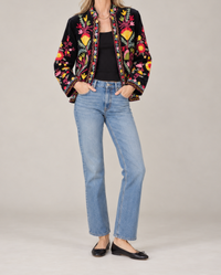 Black Multicolor Velvet Embroidered Jacket