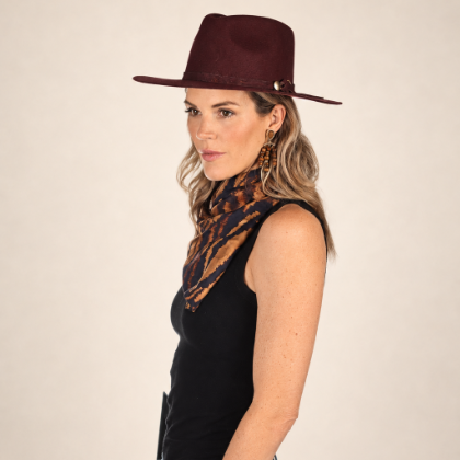 Wine Wool Hat with Leather Band