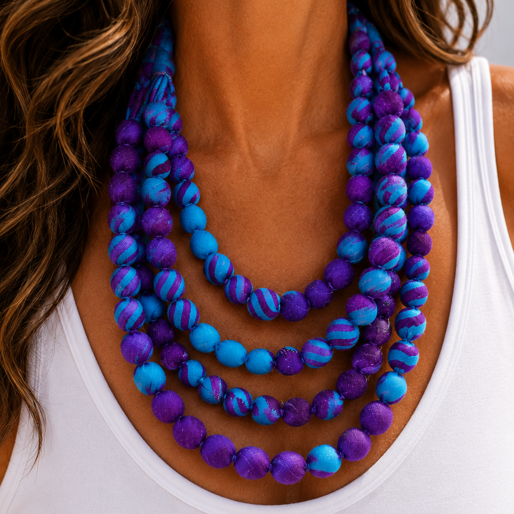 Sapphire Orchid Ikat Necklace