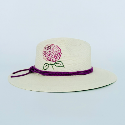 Baldiz "Pink Hydrangea" Eggshell Palm Hat