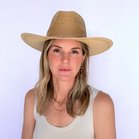 Flared Brim Sand Palm Hat with Leather Band